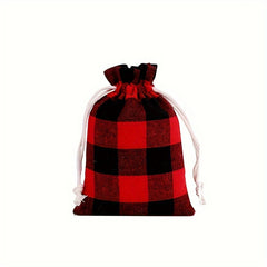 6pcs Plaid Fabric Gift Bags 24 Days Advent Calendar Cand