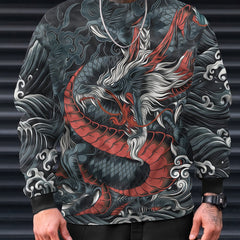 Men's Dragon Pattern Sweatshirt Sports Top