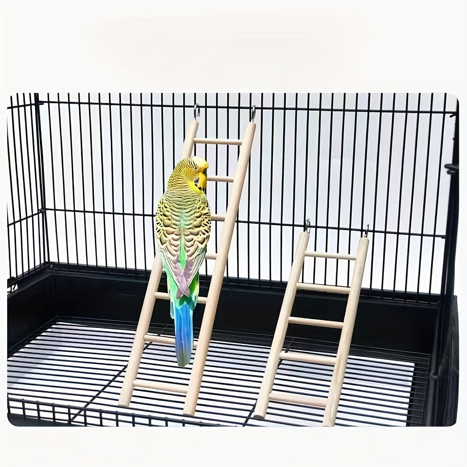 Wooden Parrot Toy Stand with Hamster Ladder