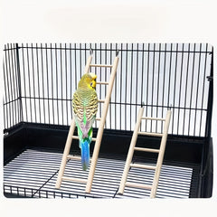 Wooden Parrot Toy Stand with Hamster Ladder
