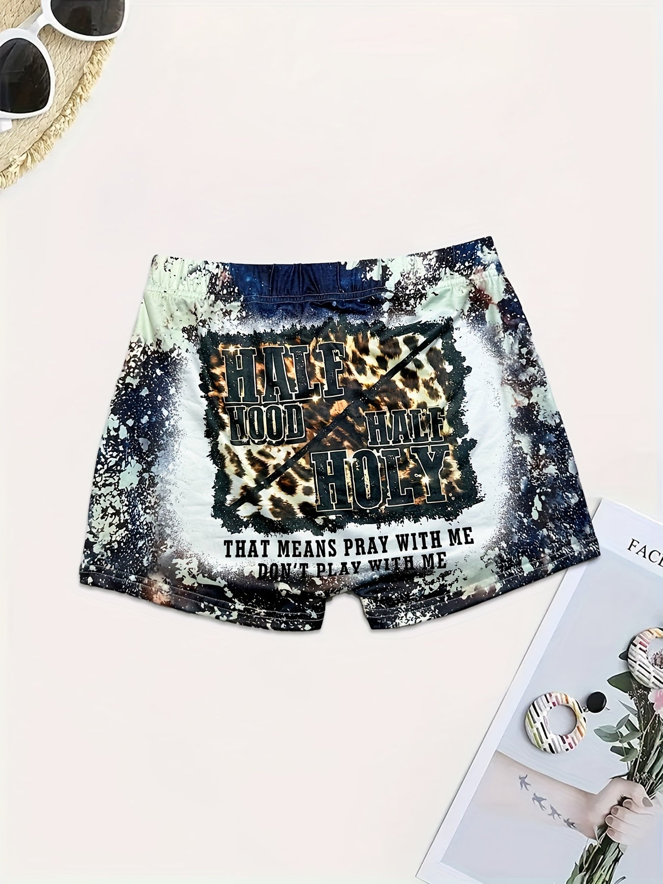 Letter Print Skinny Shorts for Women