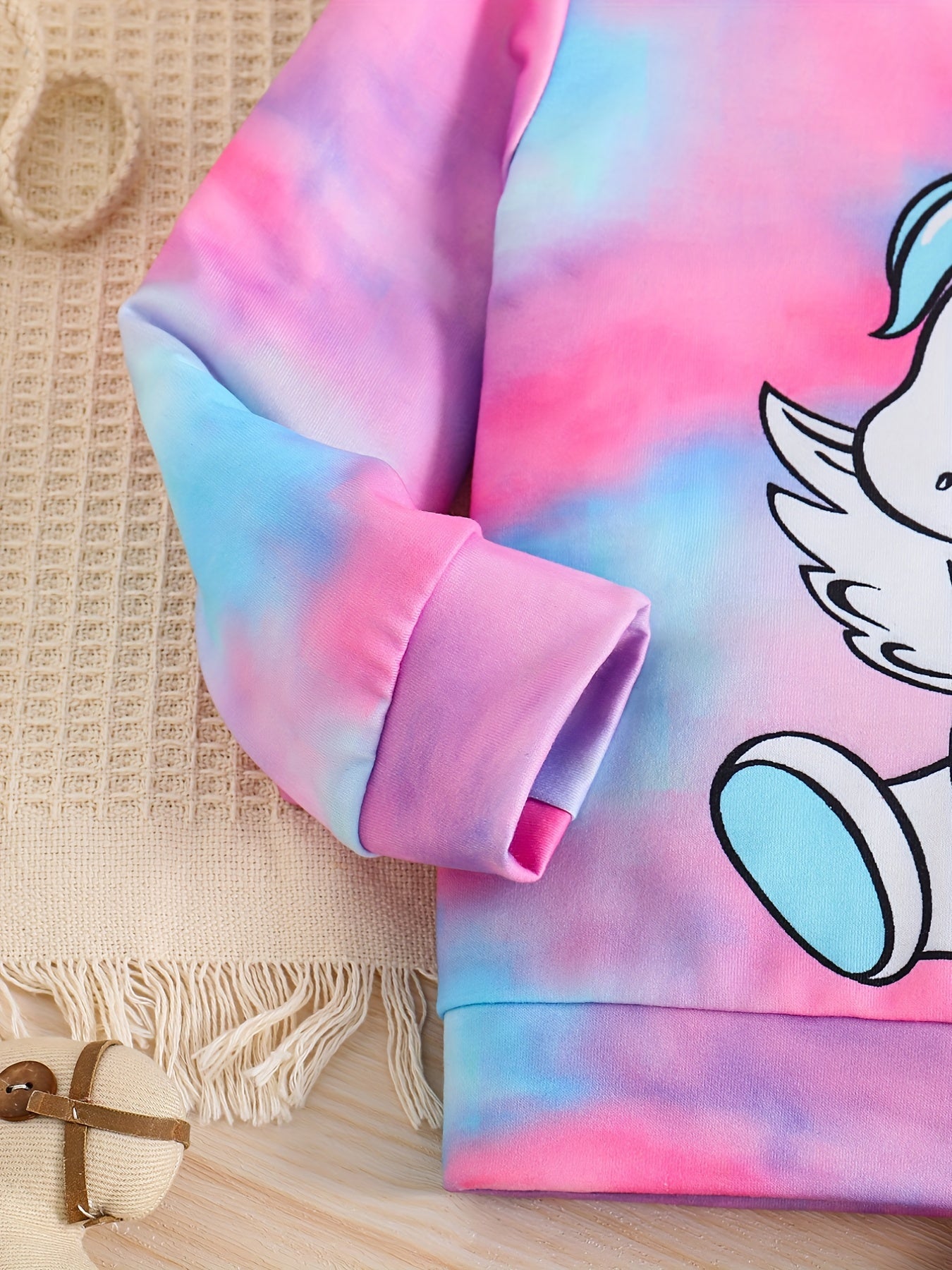 Girl's Unicorn Tie Dye 2pcs Hoodie & Pants Set for Spring Fall