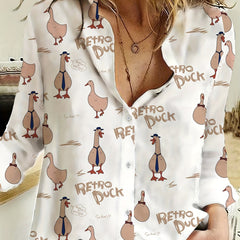Casual Blouse Women's Plus Duck & Letter Print Blouse