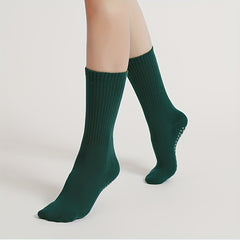 Mid Calf Yoga Socks Anti skid Breathable Sweat Absorption Gripper Socks