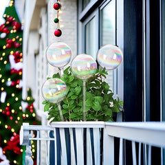 4pcs Rainbow Gradient Glass Self Watering System Spikes Aqua Globes