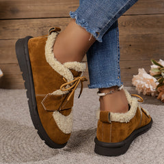 Women's Fuzzy Snow Boots Lightweight Plush Inner Thermal Winter Flats