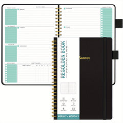 Undated Planner 12 Month Weekly Monthly Hardcover Faux Leather Spiral Bound