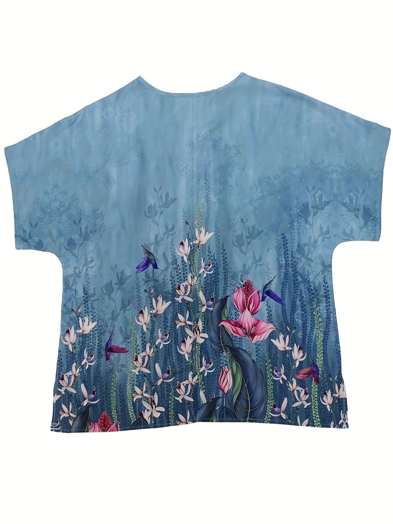 Floral Print Short Sleeve Round Neck T-shirt