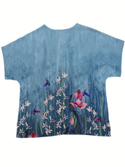 Floral Print Short Sleeve Round Neck T-shirt
