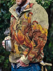 Men's Cowboy Fleece Pullover Sweatshirt Coat