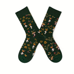 4 Pairs Cartoon Print Women's Mid Tube Stockings