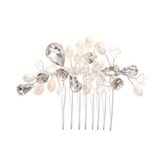 Crystal Faux Pearl Hair Comb Head Jewelry Insert Comb