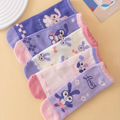 5 Pairs Cartoon Pattern Crew Socks for Girls Kids