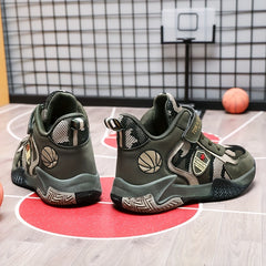 Boy's Camouflage Basketball Shoes Breathable Non Slip Sneakers