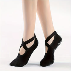 Criss Cross Cut Out Yoga Ankle Socks Women's Stockings