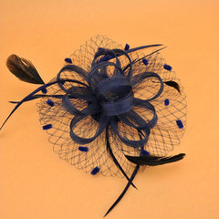 Vintage Mesh Headdress Faux Feather Head Piece for Horse Racing