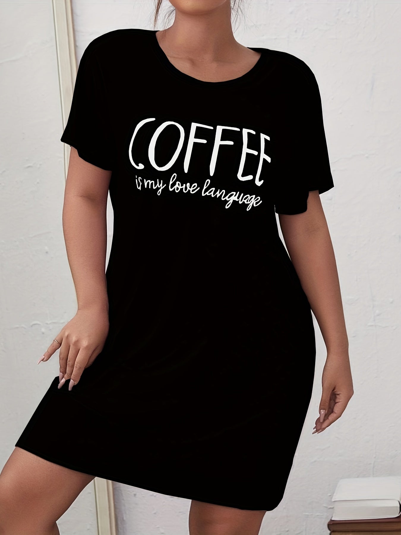Casual Loungewear Women's Plus Letter Print Nightdress
