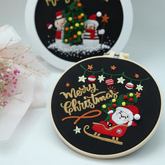 Embroidery Starter Kit Merry Christmas Pattern Cloth Thread Cross Stitch