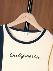 California Boy's 2pcs Block Sweatshirt & Sweatpants Set for Spring/Fall