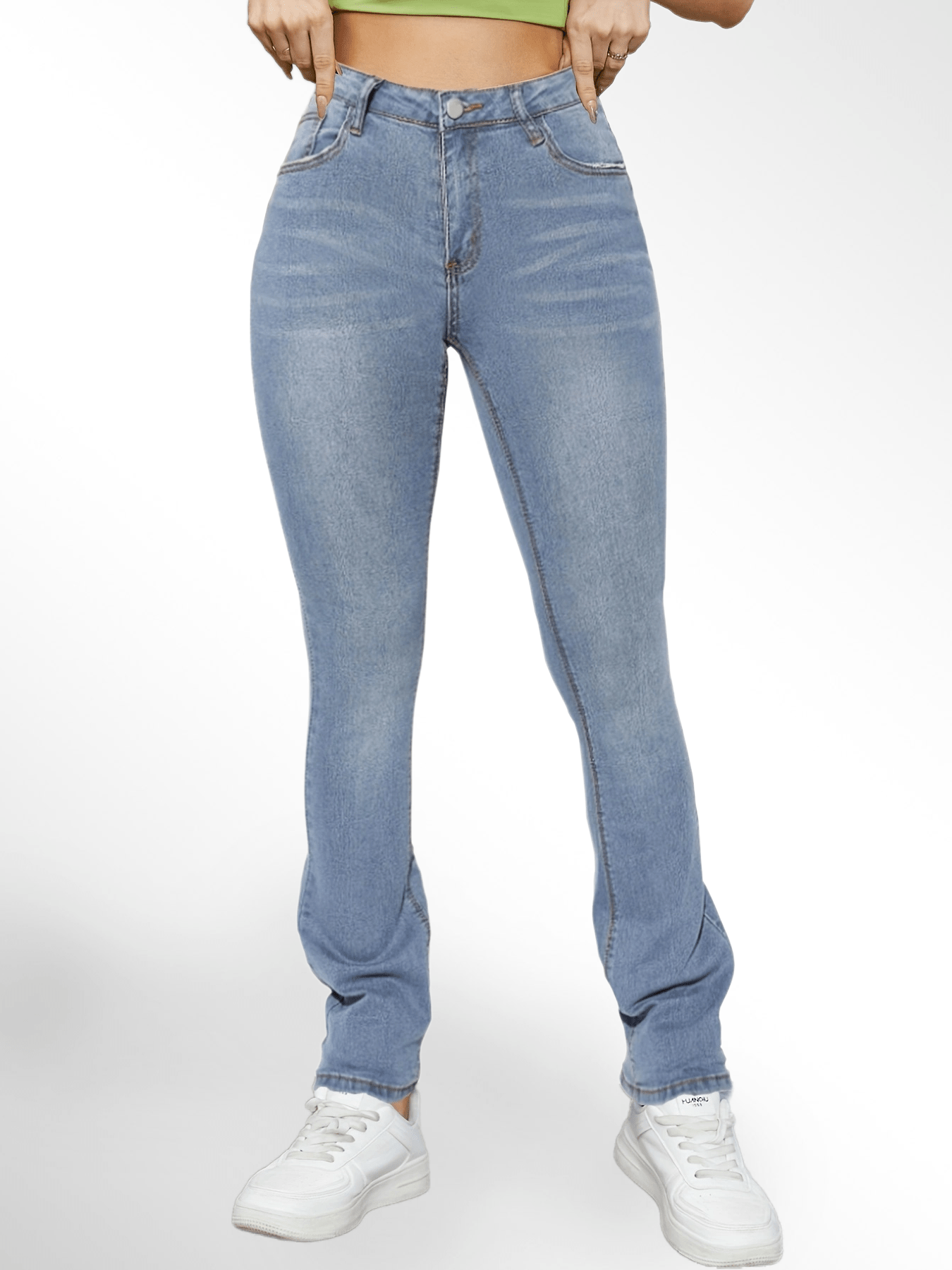 Water Ripple Embossed Bootcut Jeans Medium Causal Stretchy Denim Pants