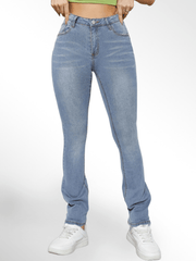 Water Ripple Embossed Bootcut Jeans Medium Causal Stretchy Denim Pants