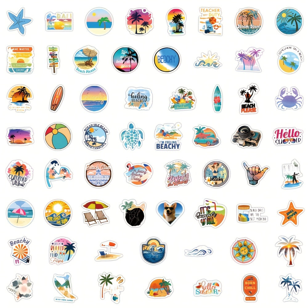 120pcs Hawaii Beach Surfing Stickers Vinyl Waterproof Pack