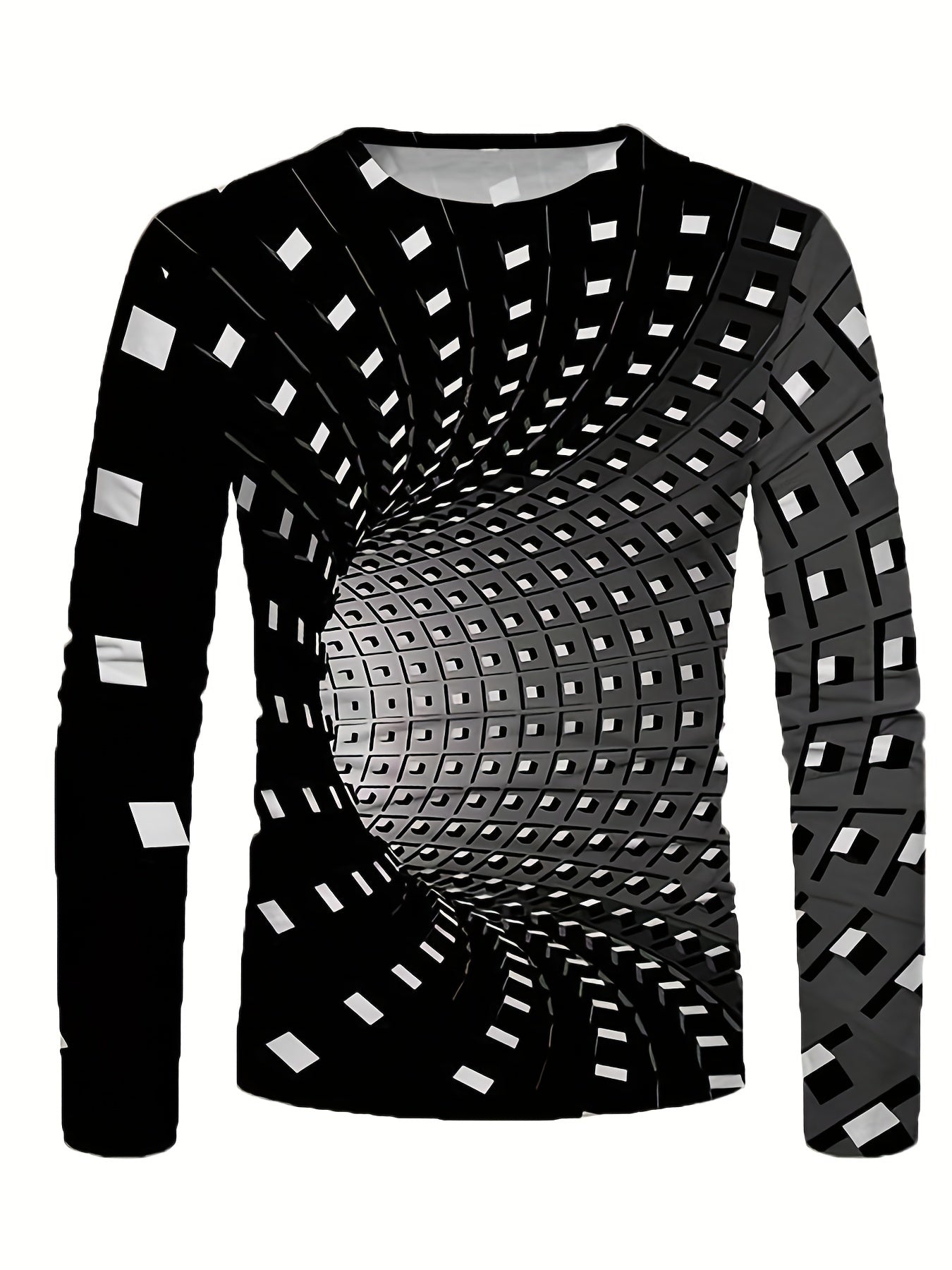3D Pattern Print Men's Graphic Crew Neck Long Sleeve T-shirt for Men
