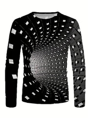 3D Pattern Print Men's Graphic Crew Neck Long Sleeve T-shirt for Men