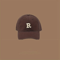 Men's Cotton R Letter Baseball Cap Sunshade Peaked Cap