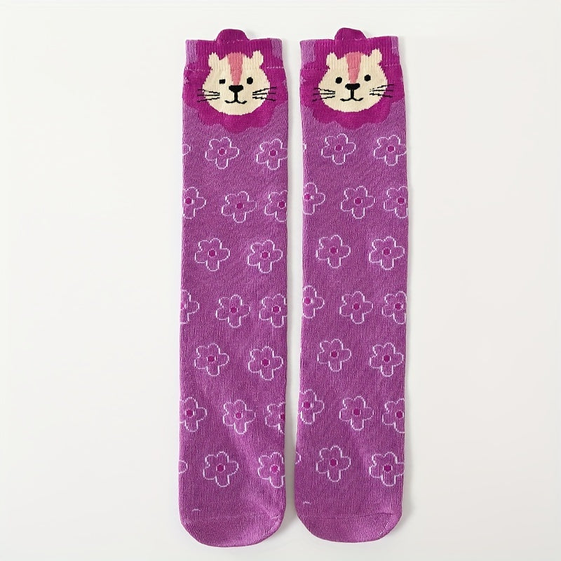 Teen's Animal Pattern Striped Knee High Socks - Comfy Long Stockings
