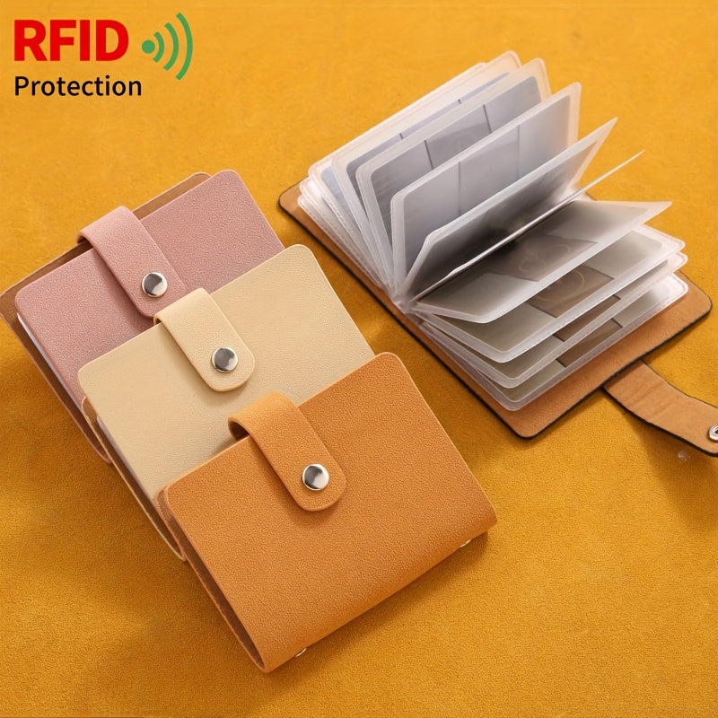 Stylish Large Capacity Matte Leather Card Holder - 24 Slots