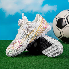 High Top Turf Football Boots Rotating Buckle Anti-Skid Breathable Soccer Cleats