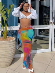 Tie Dye Maxi Slim Skirt Casual Beach Wear