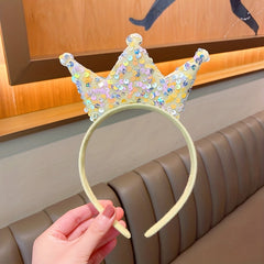 Princess Crown Headband For Girls Sweet Double sided Sequin Crown Hair Band