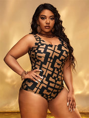 Geo Print Tummy Control One Piece Swimsuit