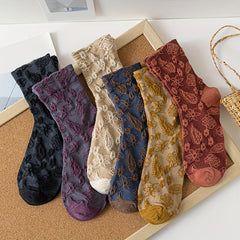 6 Pairs Floral Pattern Socks Comfy & Breathable Women's Stockings