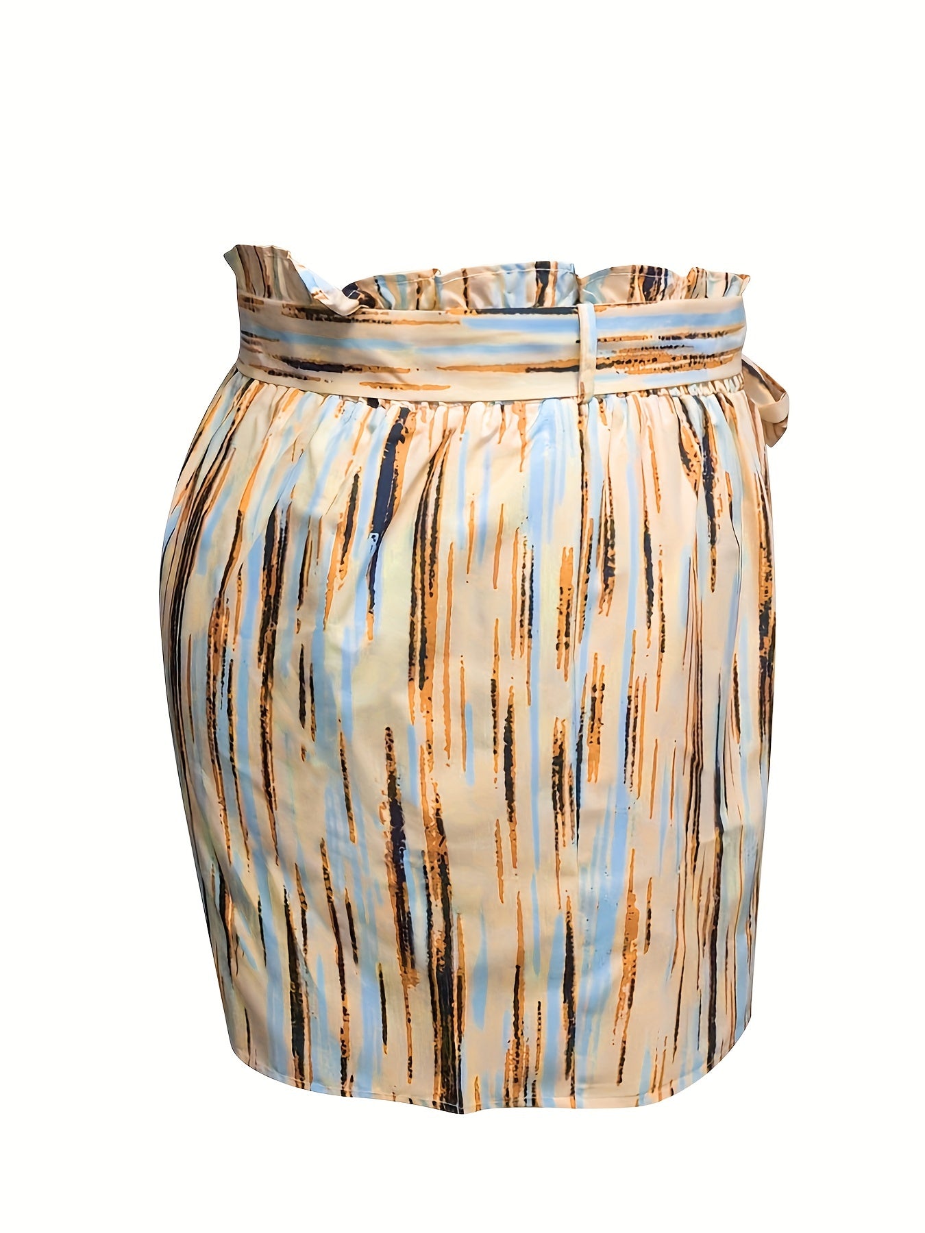 Boho Shorts Women's Plus Stripe Print Paperbag Waist Shorts