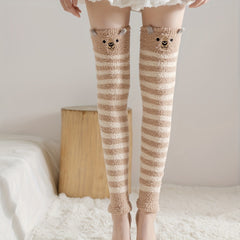 Cartoon Fuzzy Leg Warmers Over The Knee Socks Women's Stockings