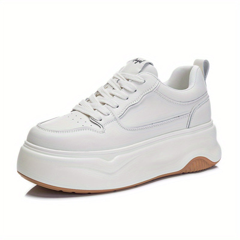 Solid Leather Skate Shoes With Thick Bottom for Women