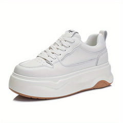 Solid Leather Skate Shoes With Thick Bottom for Women