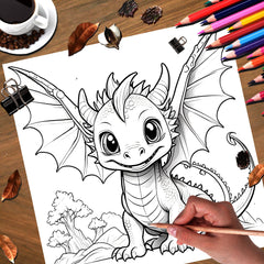 Dragon Adult Coloring Book, 20 Pages, Relaxing Drawing Book for Holidays