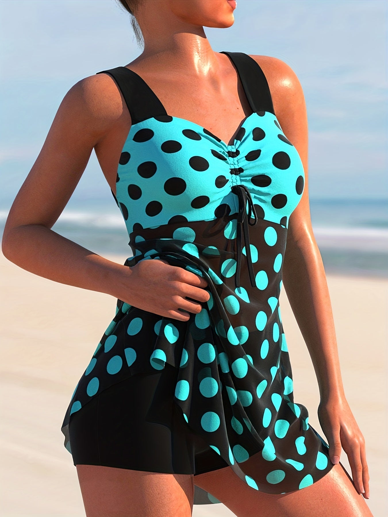 Boho Swimsuit Set Polka Dot Tankini Two Piece Set