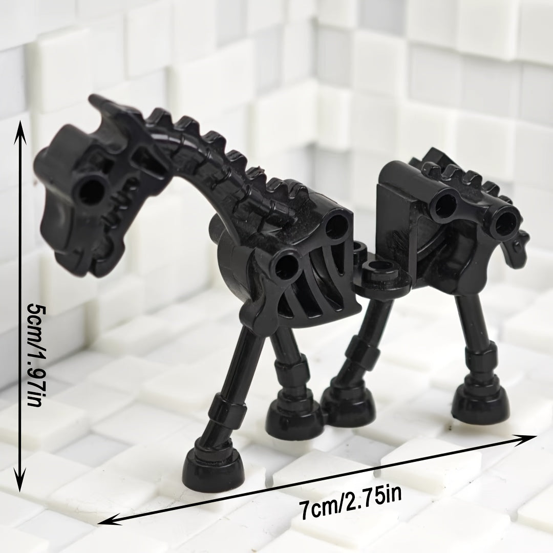 2pcs Halloween Skeleton Knight Legion Horse Mount Building Block Toy