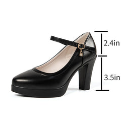 Rhinestone Chunky Heeled Pumps Round Toe Anti-slip High Heels