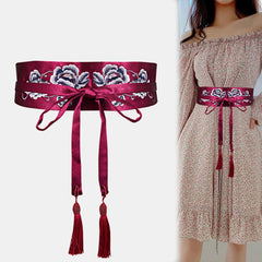 Embroidered Waist Belt Cover Women Hanfu Cloth Belt For Dress