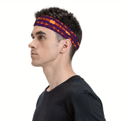 Tie Dye Headband Purple & Orange Swirl Spandex Polyester Blend