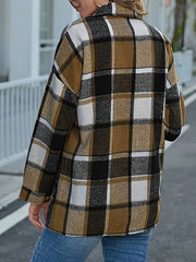 Plaid Print Button Up Long Sleeve Turn Down Collar Shacket