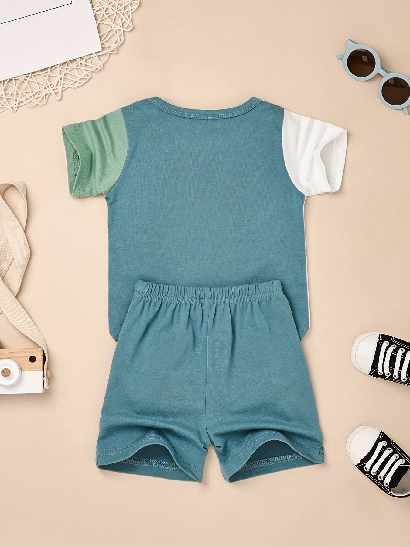 Toddler Boys Block T-shirt & Shorts Set for Summer Holiday