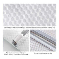 Mesh Zipper Laundry Bag Foldable Washing Pouch Durable Organizer
