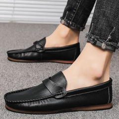 Men's Casual Slip On Loafer Shoes with Strap Decor
